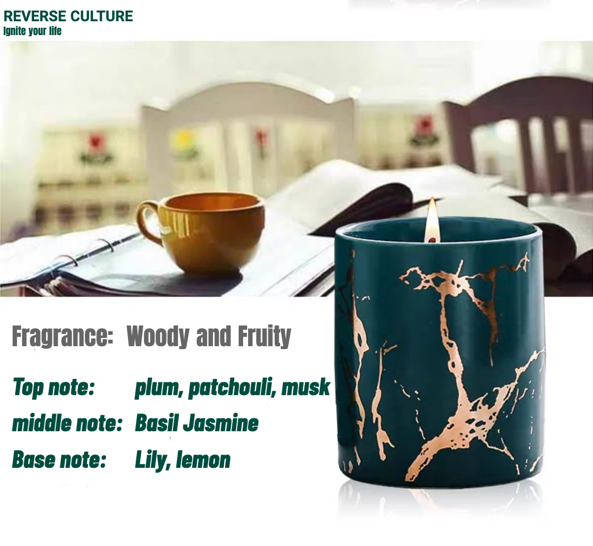 Ceramic Green.Scented Candles.Soy wax