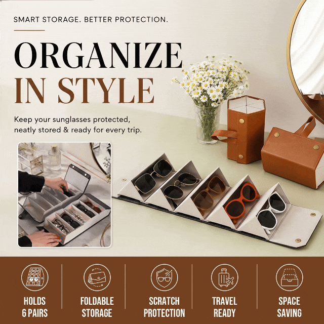 Sunglasses Organizer 6 Slots Travel Glasses Case