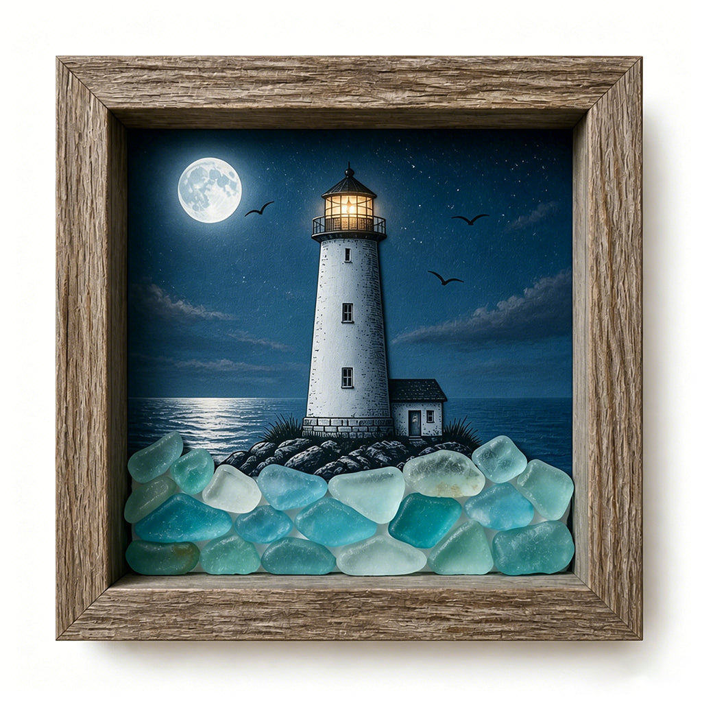Coastal Lighthouse Glass Shadow Box Night Light
