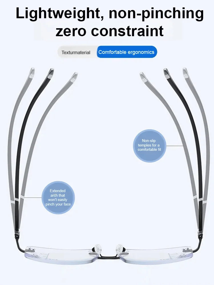 Diamond-cut frameless blue light blocking glasses