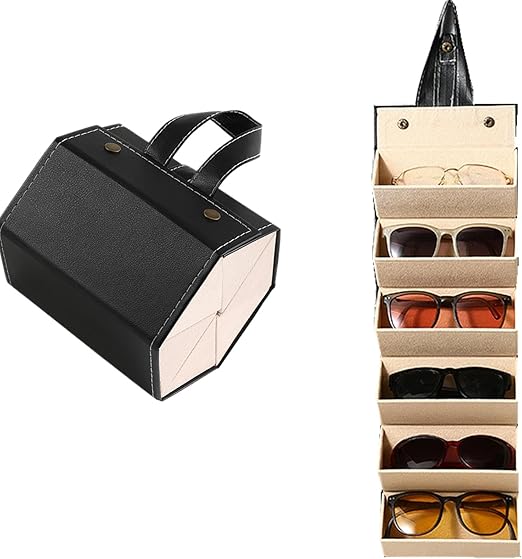 Sunglasses Organizer 6 Slots Travel Glasses Case