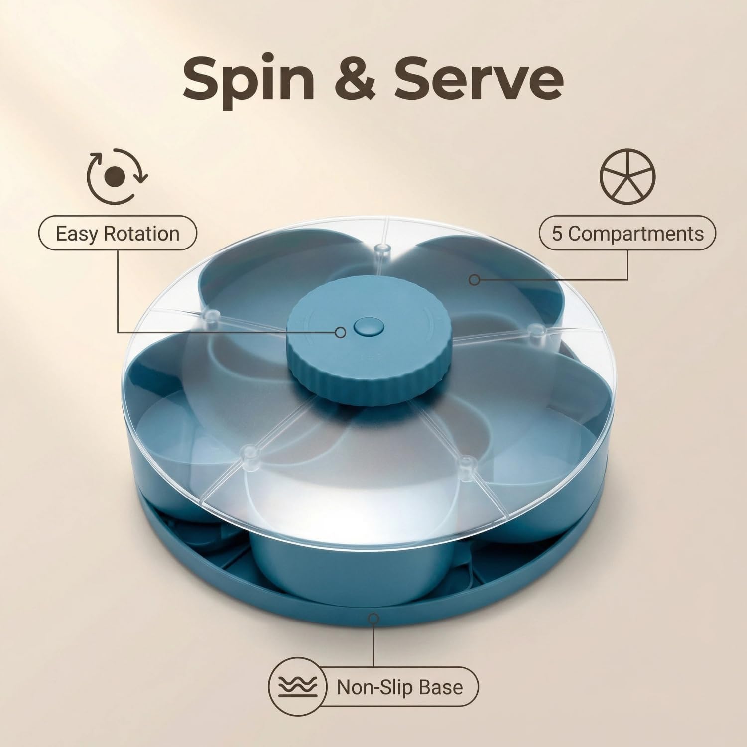 Divided Spin and Snack Serving Tray