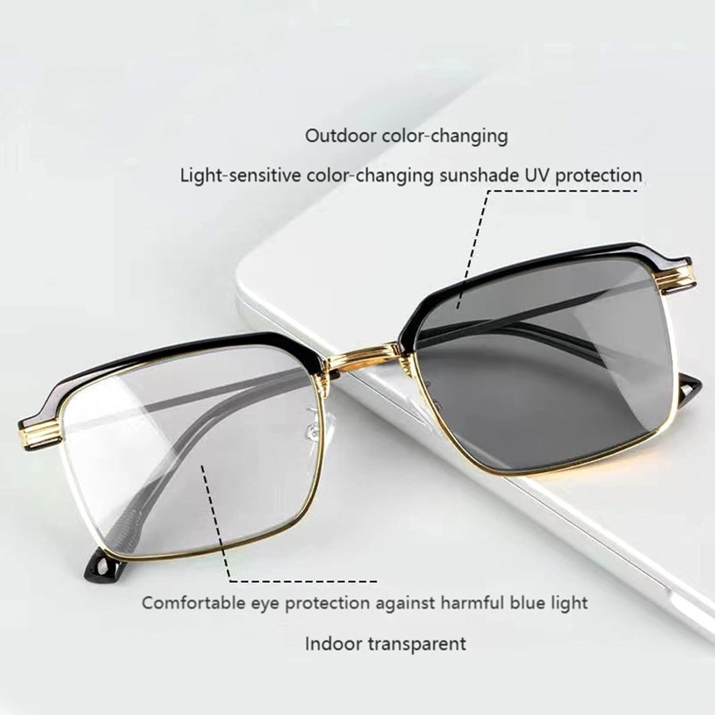 Black & Gold Semi-Rimless Crystal Clear Focus Reading Glasses