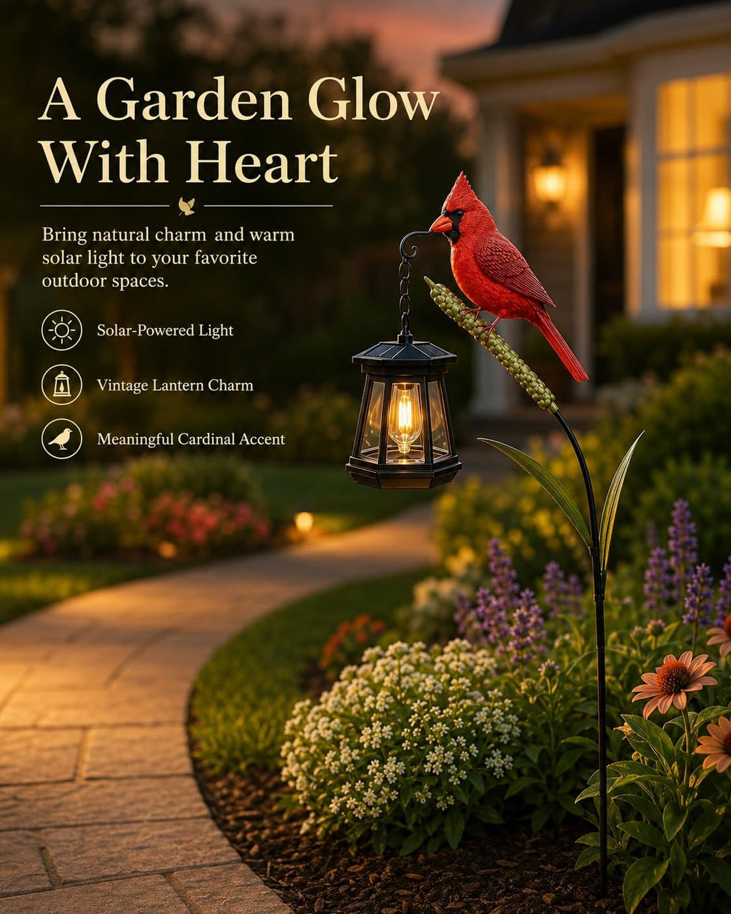Cardinal Solar LED Light Decor