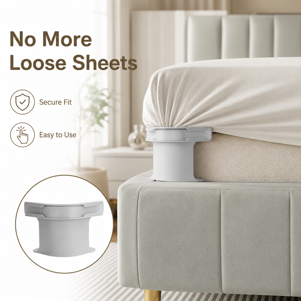 😴Secure Fit Sheet Holders – Wrinkle-Free. Slip-Free Bed