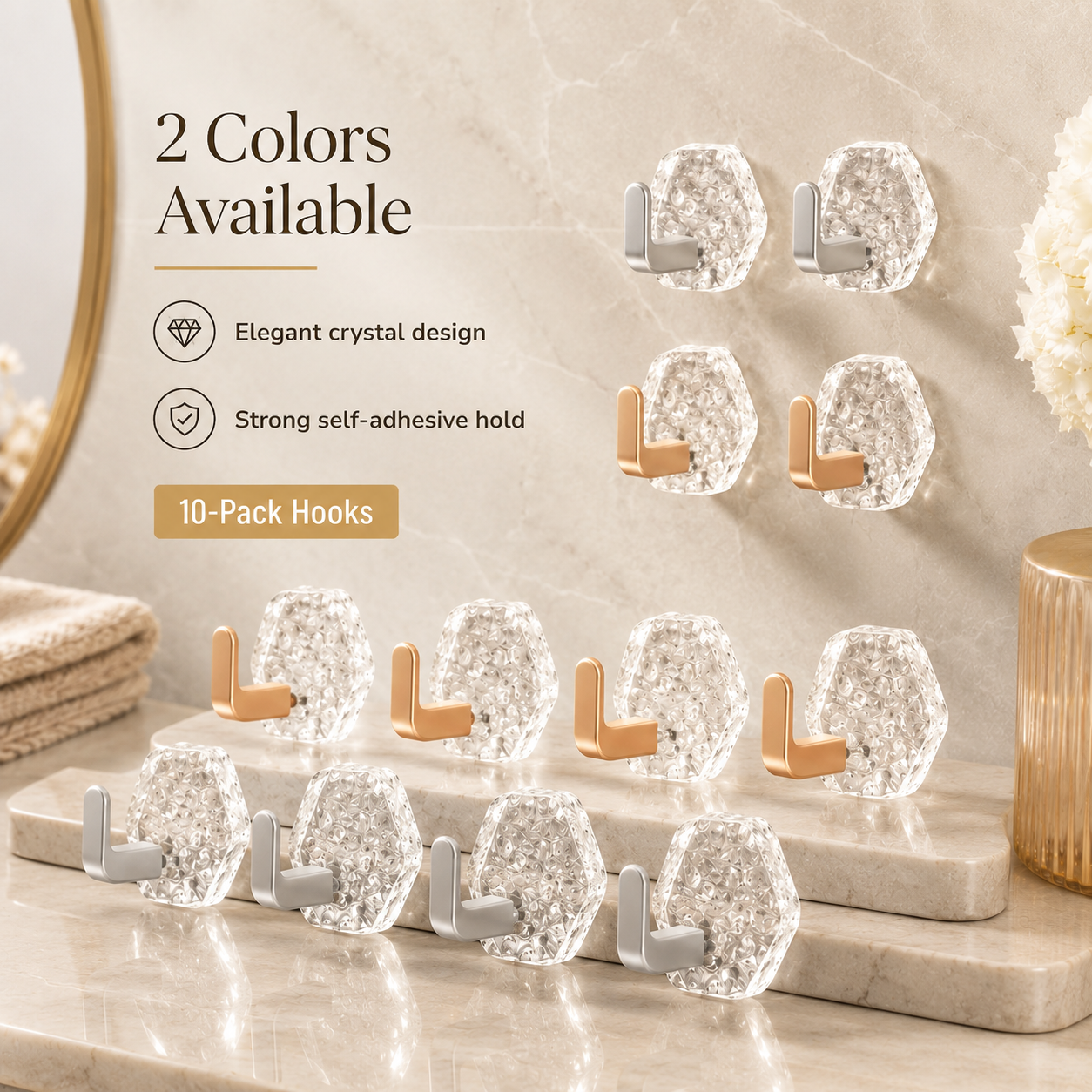 🏠✨10-Pack Heavy-Duty Adhesive Hooks – Strong Hold. No Drilling