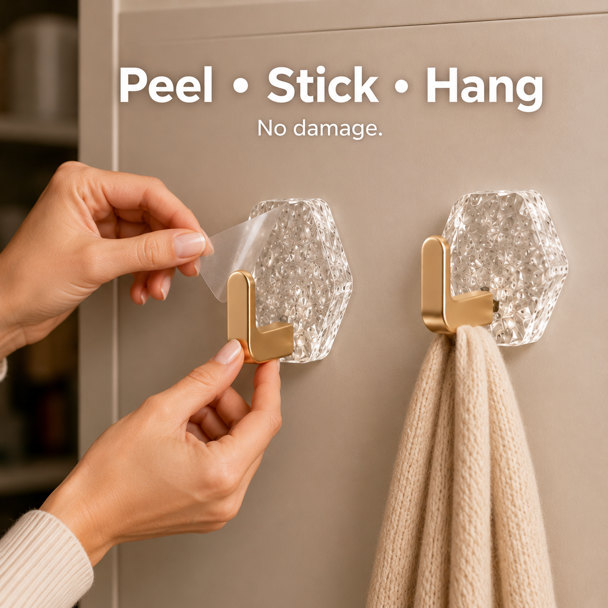 🏠✨10-Pack Heavy-Duty Adhesive Hooks – Strong Hold. No Drilling
