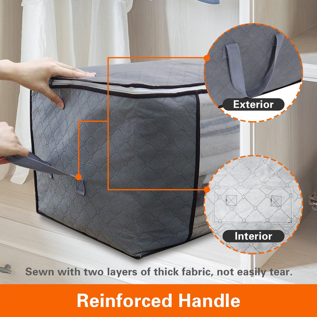 90L Clothes Storage Bags Clothing Organizers with Reinforced Handles