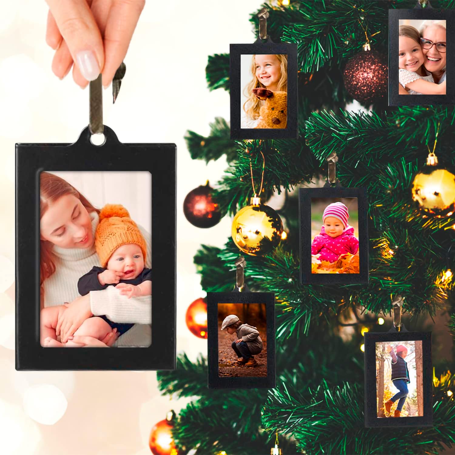 Antique Bronze Family Tree Ornament - 4-Frame Hanging Photo Display