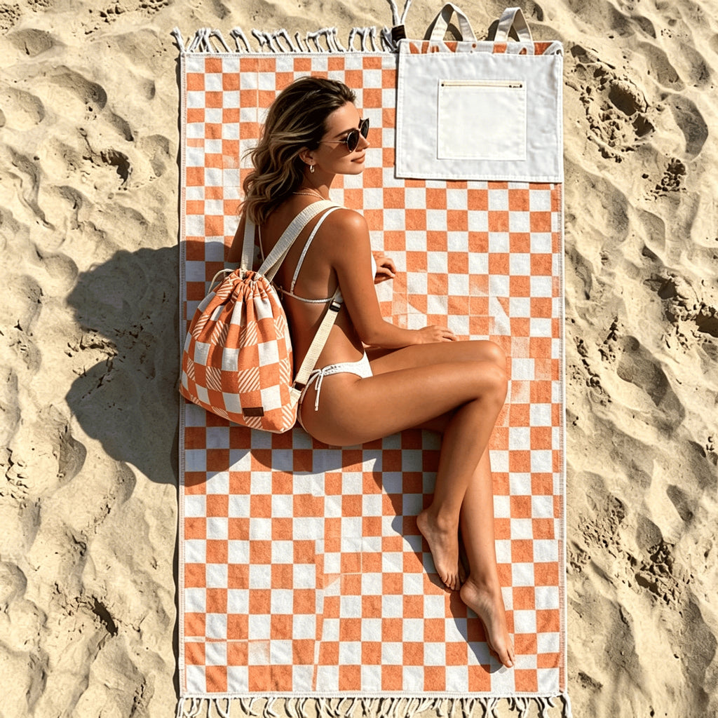 🏖️2-in-1 Convertible Towel & Backpack with Inner Zip Pocket & Sand-Repelling Fabric– Pre-Sale